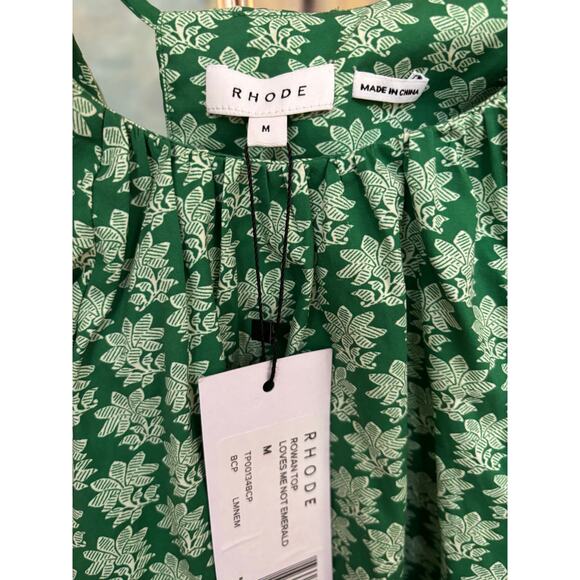 Rhode Emerald Floral Stamp Rowan Blouse NWT - Picture 4 of 5
